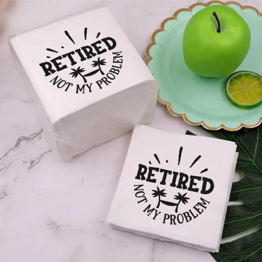NEW Pack of 100 4.5 x 4.5 Retirement Cocktail Napkins Party Napkins Beverage